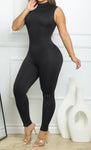 Sleeveless Double Layer Jumpsuit  - Black