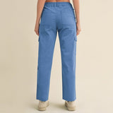 Marilyn Cotton Cargo Pants - Indigo