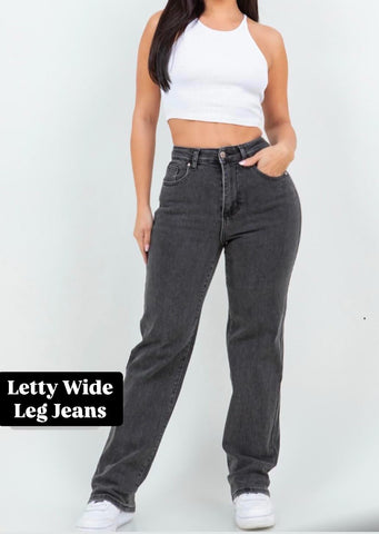 Letty Wide Leg Jeans -Grey