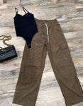 Cargo Flare Pants -Mocha