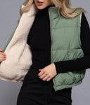 Reversible Fur Vest -Sage Green