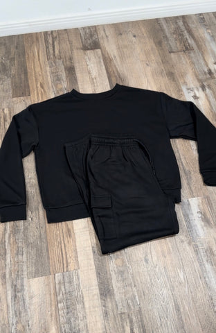 Crewneck Cargo Set -Black